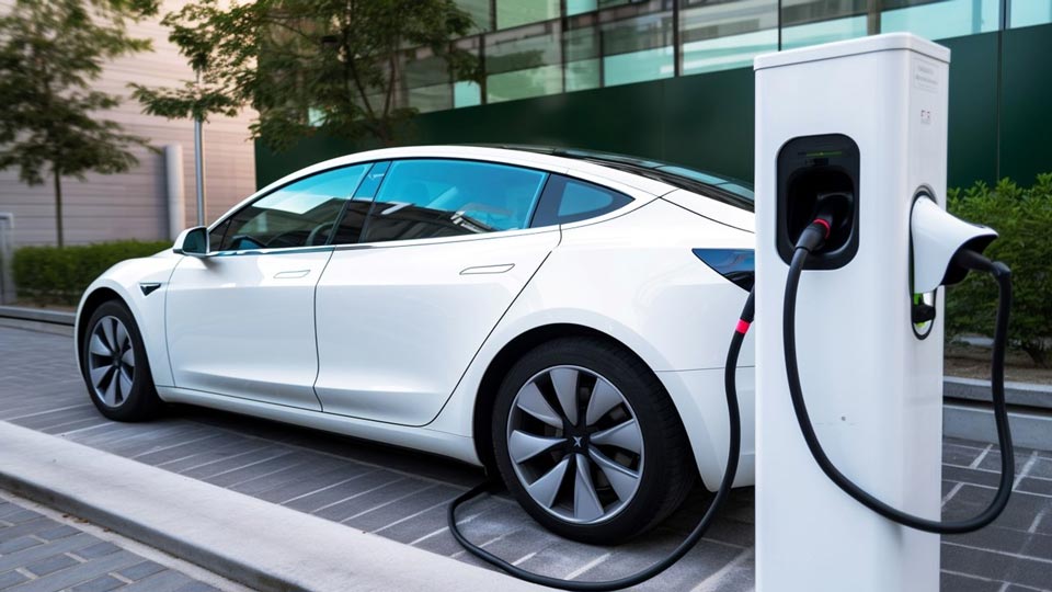 Elektroauto wird an Ladestation geladen